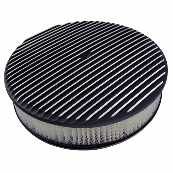Black Alloy Full Finned Air Cleaner 14" x 3" Holley Edelbrock Paper Filter