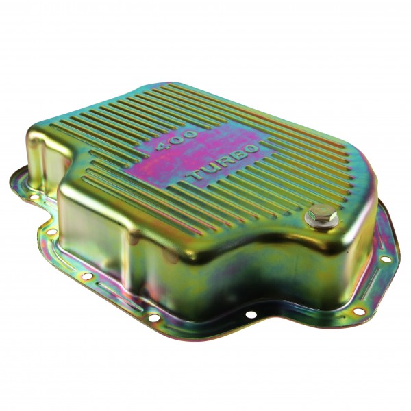 Transmission Pan GM Turbo 400 3" Extra Deep Zinc Steel Finned with Drain Plug