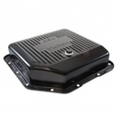 Transmission Pan GM Turbo 350 3-1/2" Deep Black Steel Finned with Drain Plug