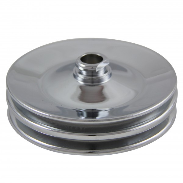 Pulley GM Power Steering Dual Groove Chrome Steel 3/4" Shaft 5-3/4" Diam