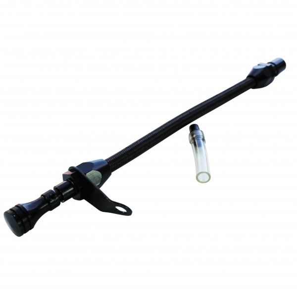 Transmission Dipstick Tube GM Turbo 700R4 Bell Housing Mount Flexible Black