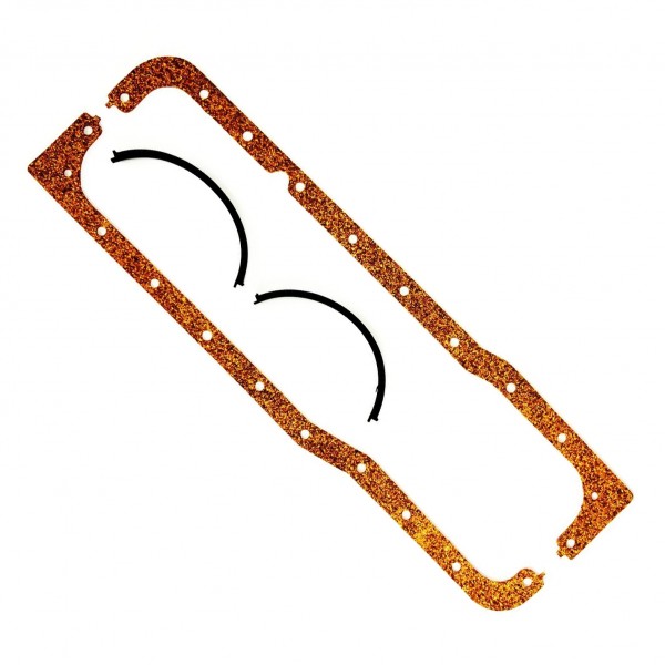 Oil Pan Gasket Set Ford Windsor V8 289-302w (Fibre & Black Neoprene)