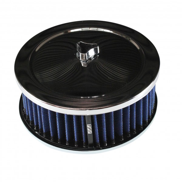 Chrome Air Cleaner 6-3/8" Wide x 2-1/2" Tall Suit 2-5/16" Carb Blue Washable