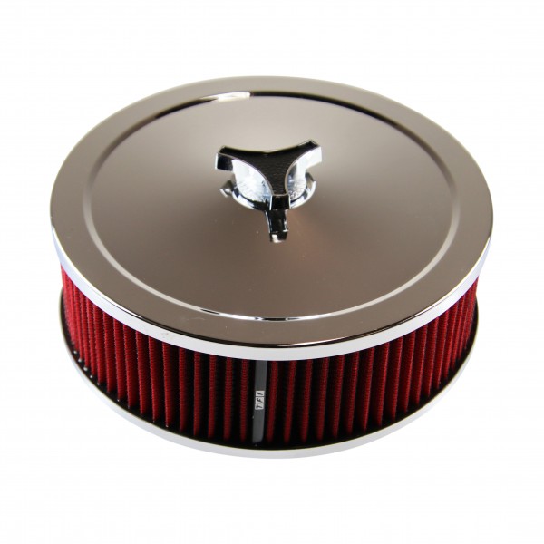 Chrome Air Cleaner 9" Wide x 3" Tall Suit 2-5/16" Stromberg Carb Red Element