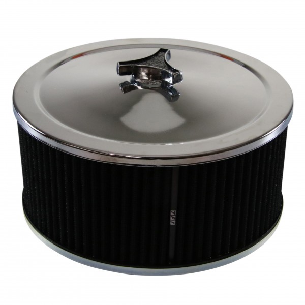 Chrome Air Cleaner 9" Wide x 4" Tall Suit 2-5/16" Stromberg Carb Black Element