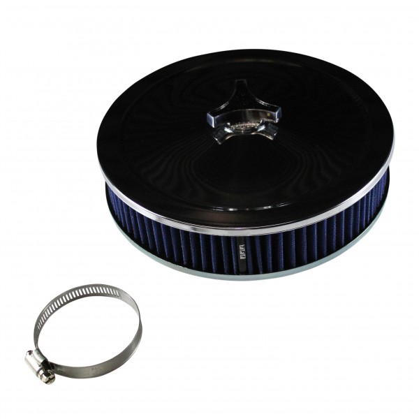 Chrome Air Cleaner 9" Wide x 2" Tall 3-1/16"(80mm) Nikki Carb Blue Element