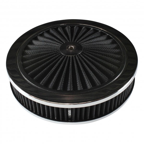 Extraflow Black Chrome Air Cleaner Filter 9"x 2" Assy fit Stromberg 2-5/16" Base
