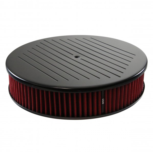 Black Ball Milled Aluminium Air Cleaner 14" x 3" Holley Edelbrock Red Filter