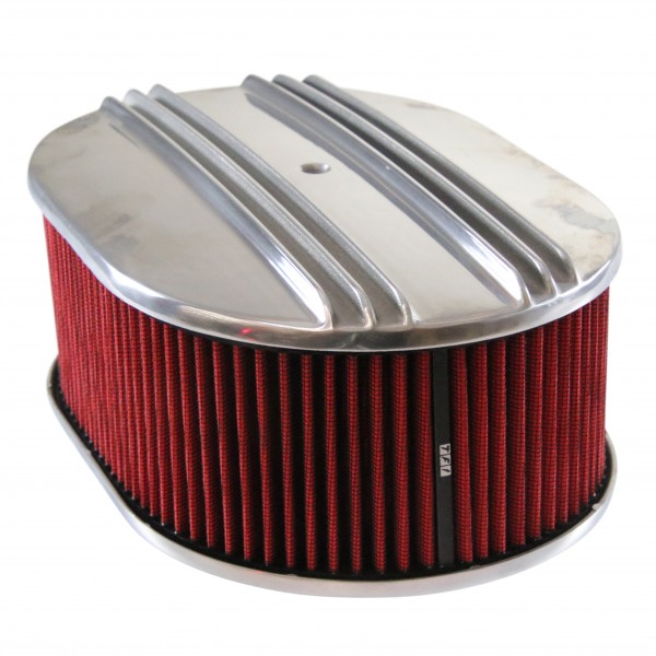 Oval Dual Centre Finned Air Cleaner 12" x 4" Holley Edelbrock Quadrajet Carter