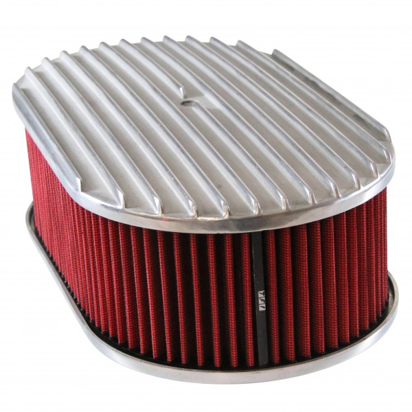 Oval Full Finned Air Cleaner 15" x 4" Holley Edelbrock Quadrajet Red Filter
