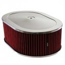 Oval Chrome Steel Air Cleaner 12" x 4" Holley Edelbrock Quadrajet Red Filter