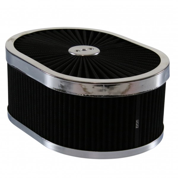 Oval Extraflow Chrome Edge Black Air Cleaner 12"x 4" Holley Edelbrock Quadrajet