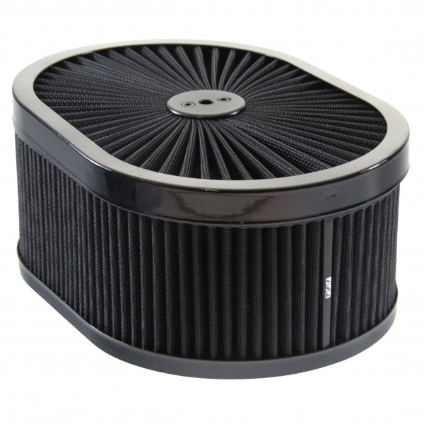 Oval Extraflow Black Edge Black Air Cleaner 12"x 4" Holley Edelbrock Quadrajet