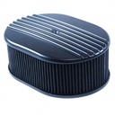 Oval Black Half Finned Air Cleaner 12" x 4" Holley Edelbrock Quadrajet Carter