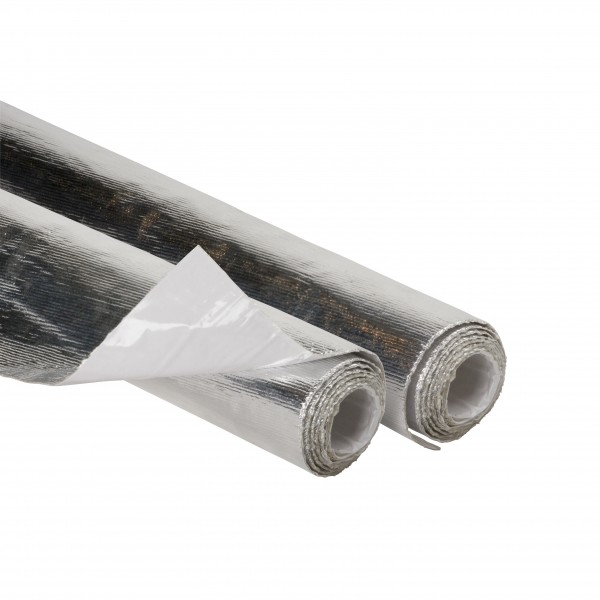 Heat Shield Mat 1m x 1.65m Aluminised Fibreglass with adhesive Rated 590C