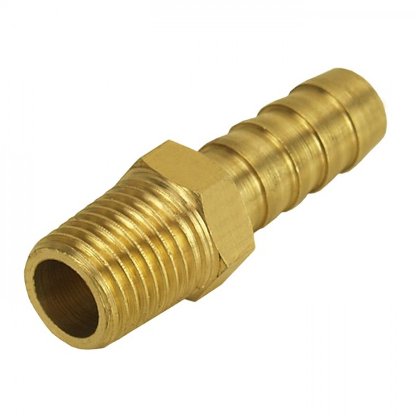 Straight Hose Fitting 1/4 NPT Male Thread x 3/8 Barb Hose Tail End