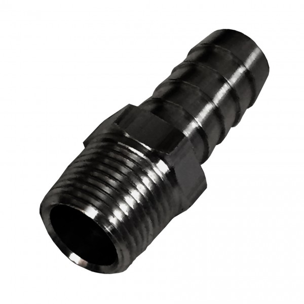 Straight Hose Fitting 3/8 NPT Male Thread x 1/2 Barb Hose Tail End