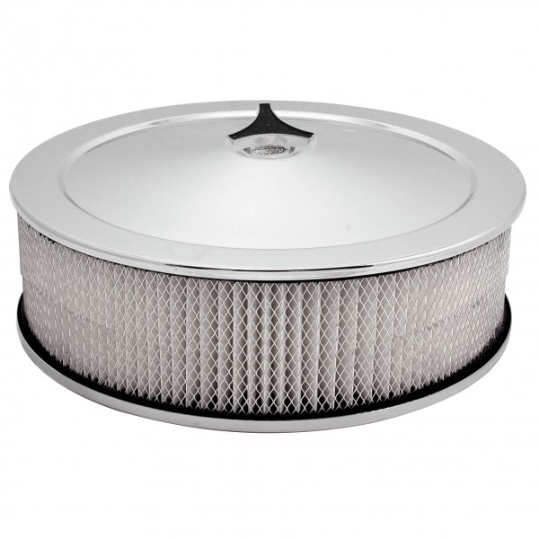 Chrome Air Filter Cleaner 14" x 4" Holley or Holden Quadrajet Base Paper Element