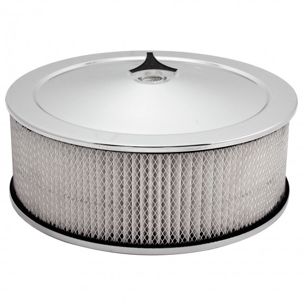 Chrome Air Filter Cleaner 14" x 5" Holley or Holden Quadrajet Base Paper Element
