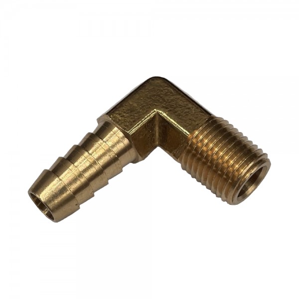 Brass Male Elbow Tail Fitting 3/8" (9.5mm) Hose Tube End to X 1/8" (9.7mm) BSP