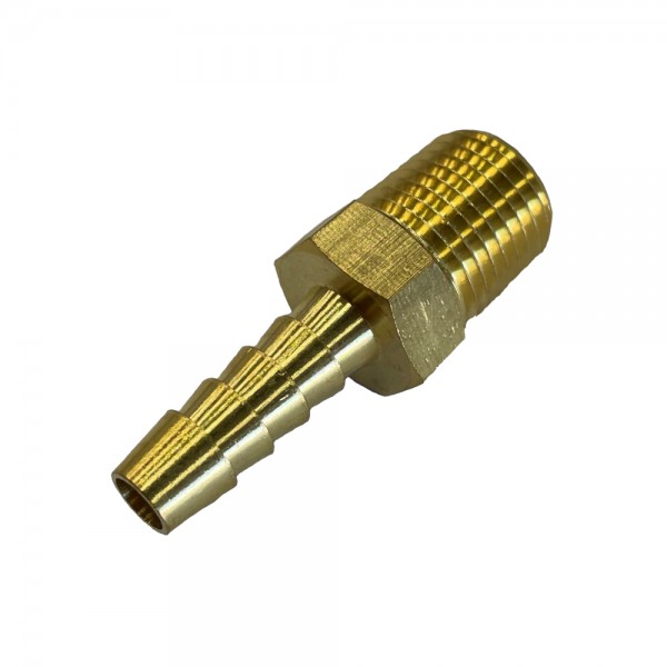 Brass Male Tail Fitting 1/4" (6.3mm) Hose Tube End to 1/4" (13.2mm) BSP Thread
