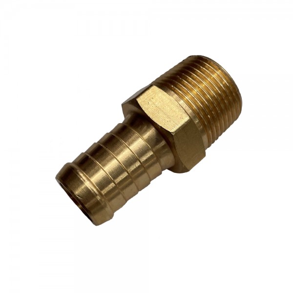 Brass Male Tail Fitting 3/4" (19.1mm) Hose Tube End to 1/2" (21mm) BSP Thread