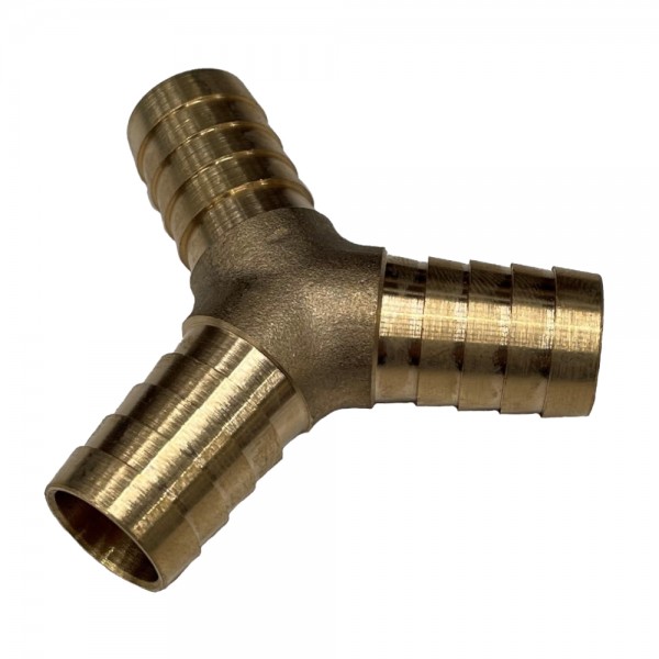Brass 3-Way Y Shape Tail Piece 3/4" (19.1mm) Barbed Hose Tube Ends
