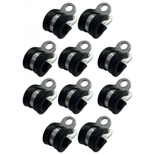 Rubber Lined P Clip Cushion Clamps 10mm - 10 Pack