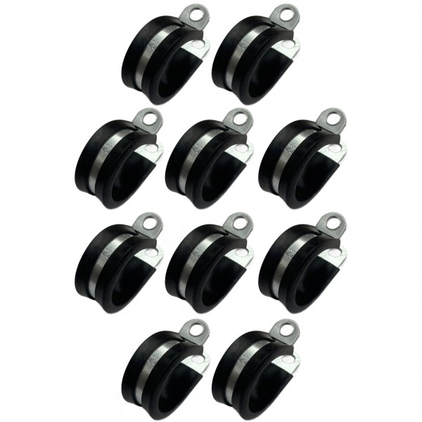 Rubber Lined P Clip Cushion Clamps 22mm - 10 Pack
