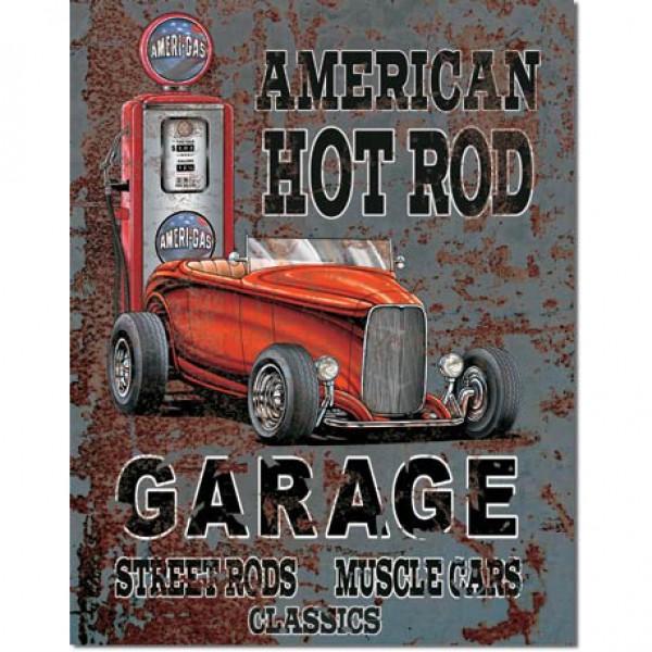 American Hot Rod Garage Street Rods Metal Sign Reproduction 32cm x 41cm