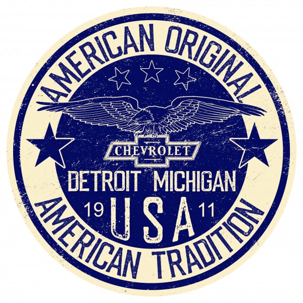 Chevy American Original American Tradition Metal Sign Reproduction 30cm Round