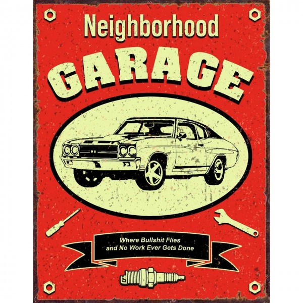 Neighbourhood Garage Metal Sign Reproduction 32cm x 41cm