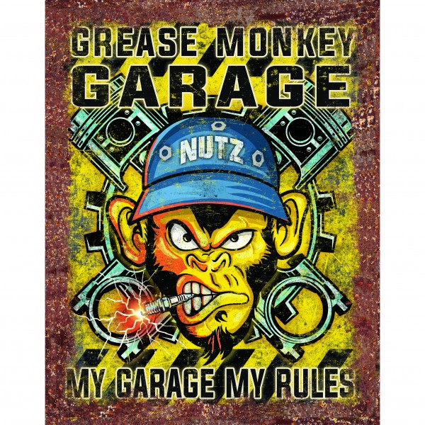 Grease Monkey Garage Metal Sign Reproduction 32cm x 41cm