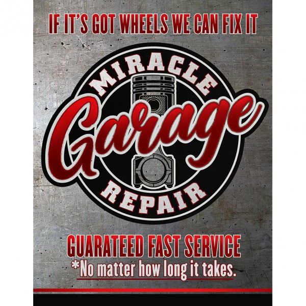 Miracle Garage Metal Sign Reproduction 32cm x 41cm