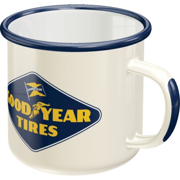 Nostalgic Art 360ml Enamel Mug - Goodyear Logo White
