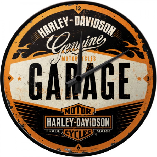 Wall Clock Harley Davidson Garage - 30cm