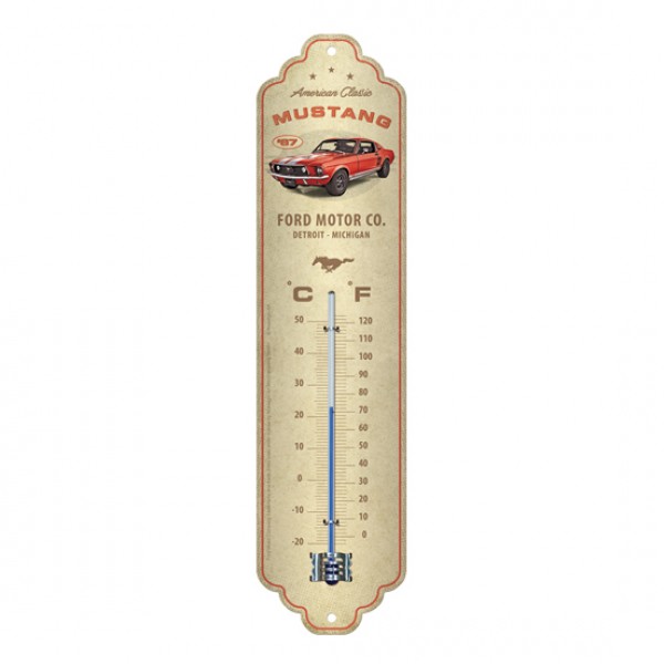 Thermometer Ford Mustang GT 1967 Red C+F 6.5cm x 28cm In Hang Sell