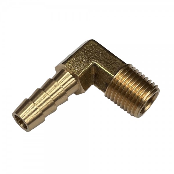 Brass Male Elbow Tail Fitting 5/16" (7.9mm) Hose Tube End to 1/4" (13.7mm) Male NPT Thread