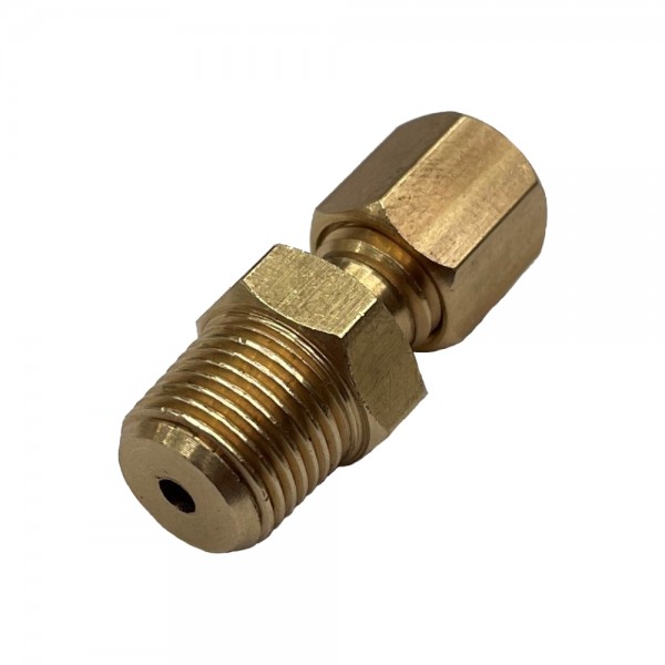 Brass Single Compression Union 1/8" (3.2mm) Hose Tube to 1/8" (9.7mm) Male BSP Thread