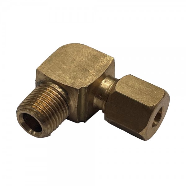 Brass Compression Union Elbow 1/4" (6.3mm) Tube to 1/8" (9.7mm) Male BSP Thread