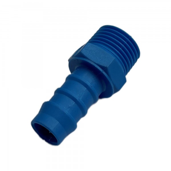 Nylon Plastic Male Tail Fitting 9/16" (14mm) Hose Tube End to 1/2" (21mm) Male BSP Thread