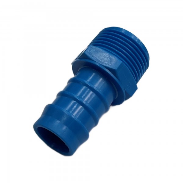 Nylon Plastic Male Tail Fitting 3/4" (19.1mm) Hose Tube End to 1/2" (21mm) Male BSP Thread
