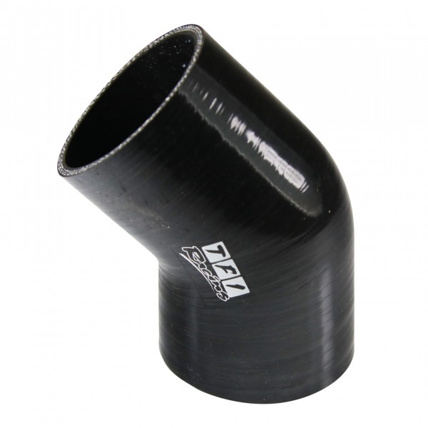 Silicone Hose Black 45 Deg Elbow 70mm (2.75") ID, 50mm Leg Length