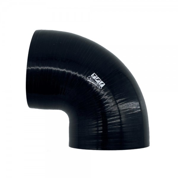 Silicone Hose Black 90 Deg Elbow 95mm (3.75") ID, 50mm Leg Length