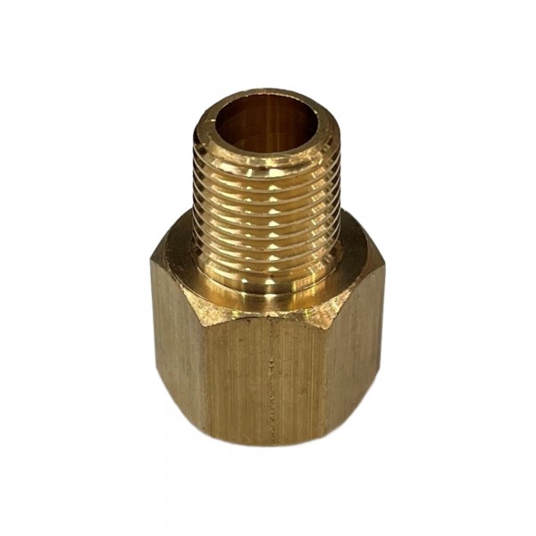 Brass Temp Bush Reducer 1/8" (8.4mm) Female NPT Thread to 1/8" (9.7mm) Male BSP Thread