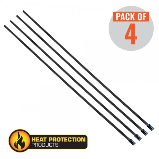 [208004] Exhaust Wrap Stainless Black Locking Ties 200mm (8 Inch) Long Heavy Duty Qty 4