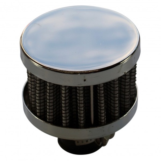 [3998] Breather Clamp On 3/8"(9mm) Id Chrome Top White Element