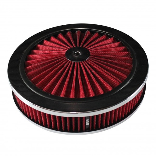 [45722] Extraflow Red Chrome Air Cleaner Filter 9"x 2" Assy fit Holley 5-1/8" Base