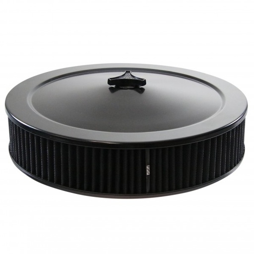 [477-921BLK] Black Air Filter Cleaner 14" x 3" Holley Holden Quadrajet Base Washable Element