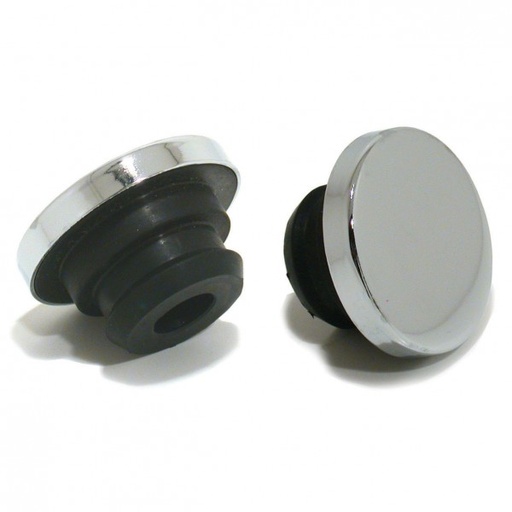 [66-010] Valve Cover Oil Cap Chrome Flat Push in with inbuilt Grommet suit 1-1/4" Hole